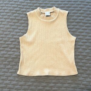 Blue Rain by Francesca's | Ribbed High Neck Tank Top-Light Mocha- Size L